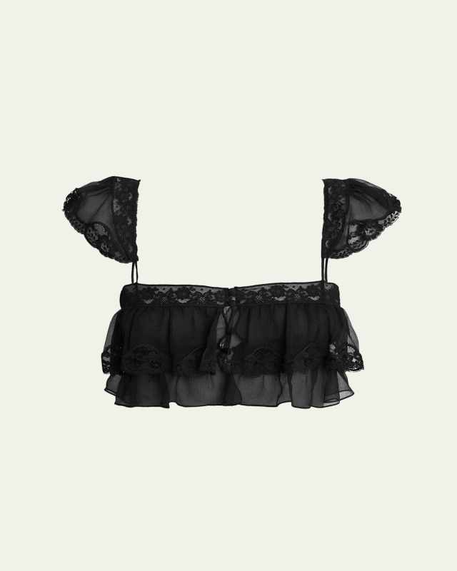 Flou Lace-Trimmed Cropped Blouse